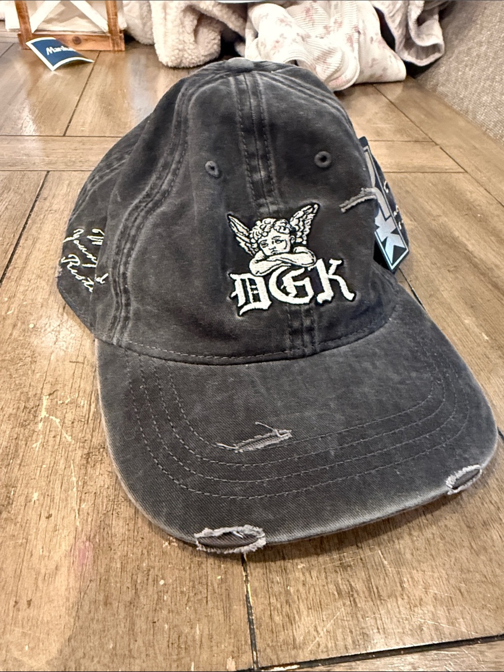 DGK Black Distressed Angel Logo Cap